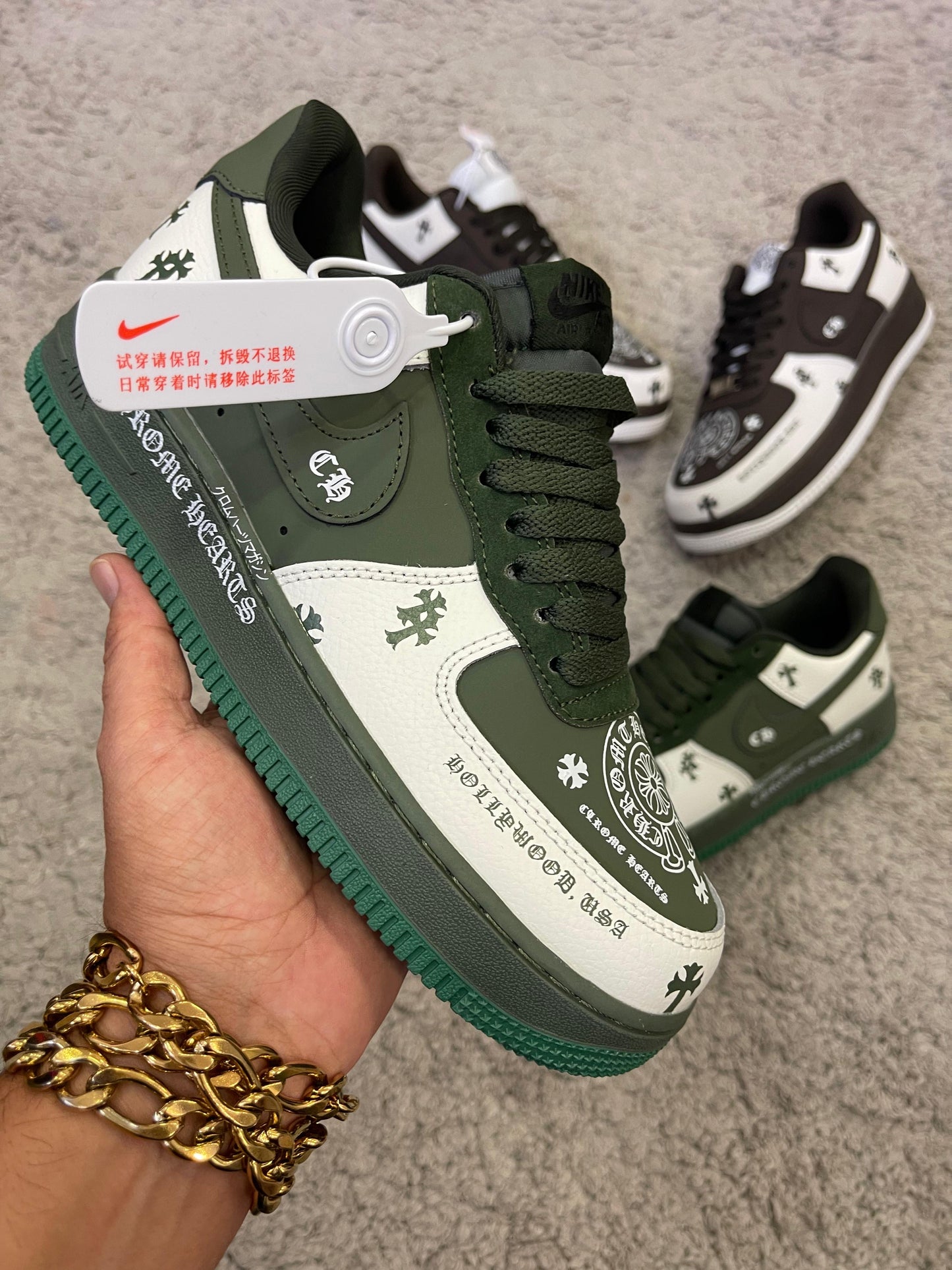 Air forcé 1 Chrome Hearts verde