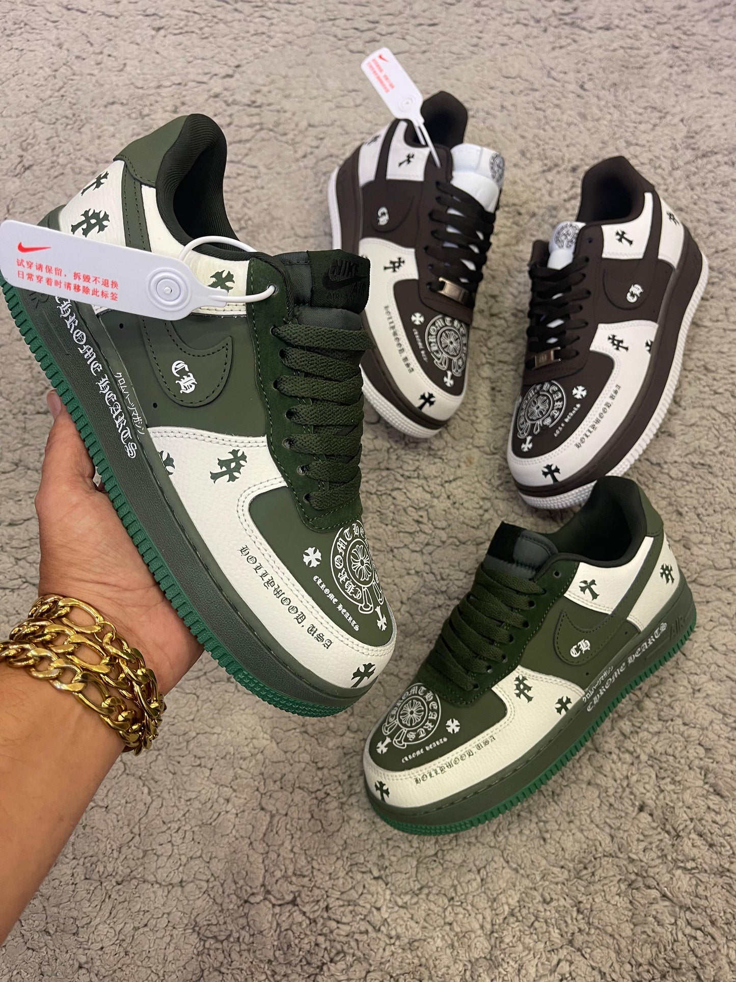 Air forcé 1 Chrome Hearts verde