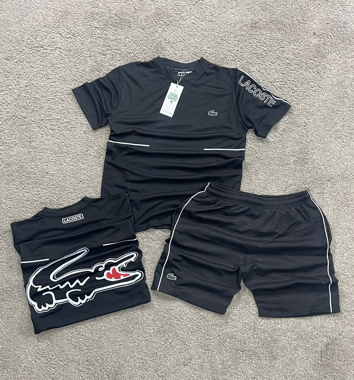 Conjunto lacoste negro verano