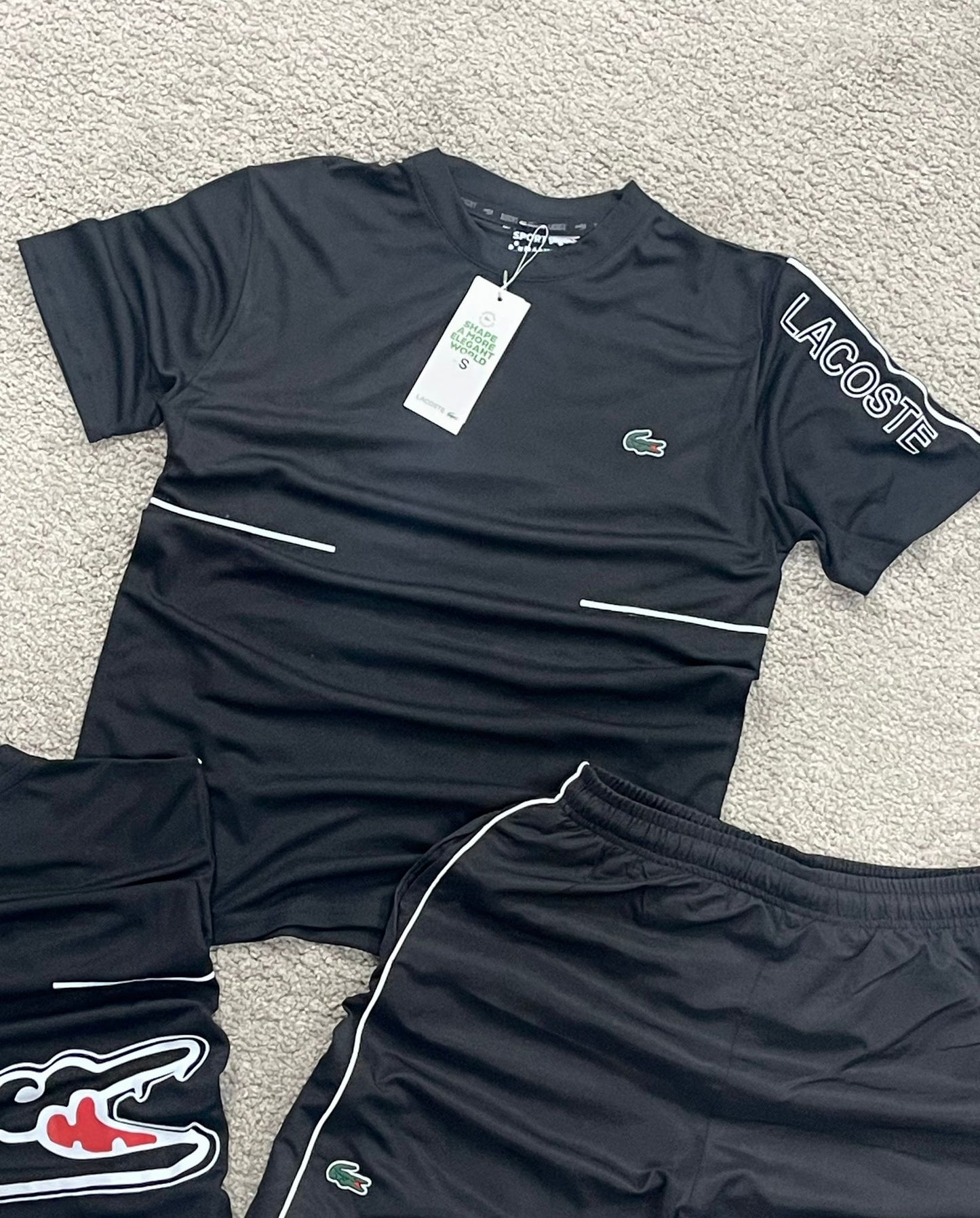 Conjunto lacoste negro verano