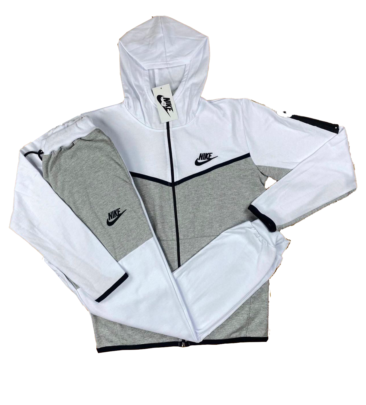 NIKE TECH FLEECE GRIS-BLANCO