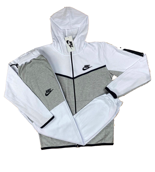 NIKE TECH FLEECE GRIS-BLANCO